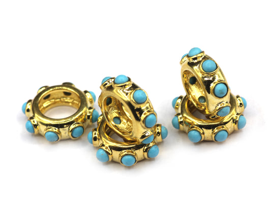 One Row Turquoise Spacer Beads.92.5 Silver Gold Plating Beads