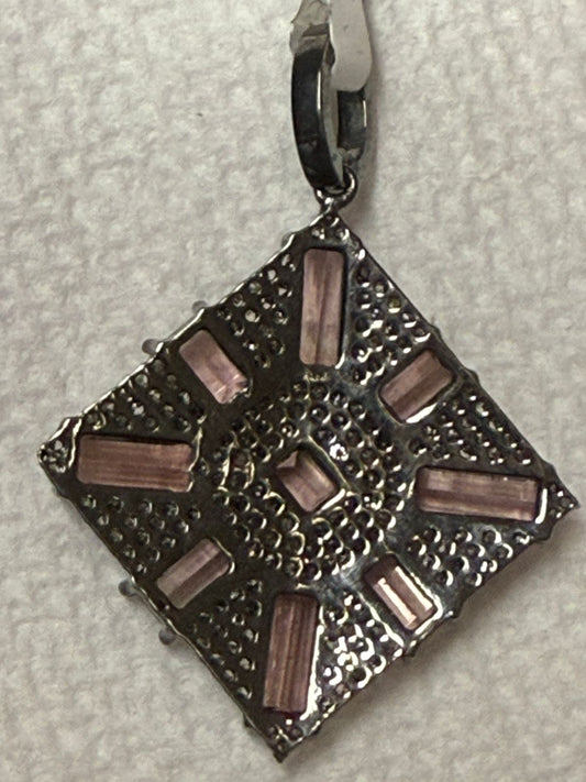 Pink Tourmaline Diamond Pendant