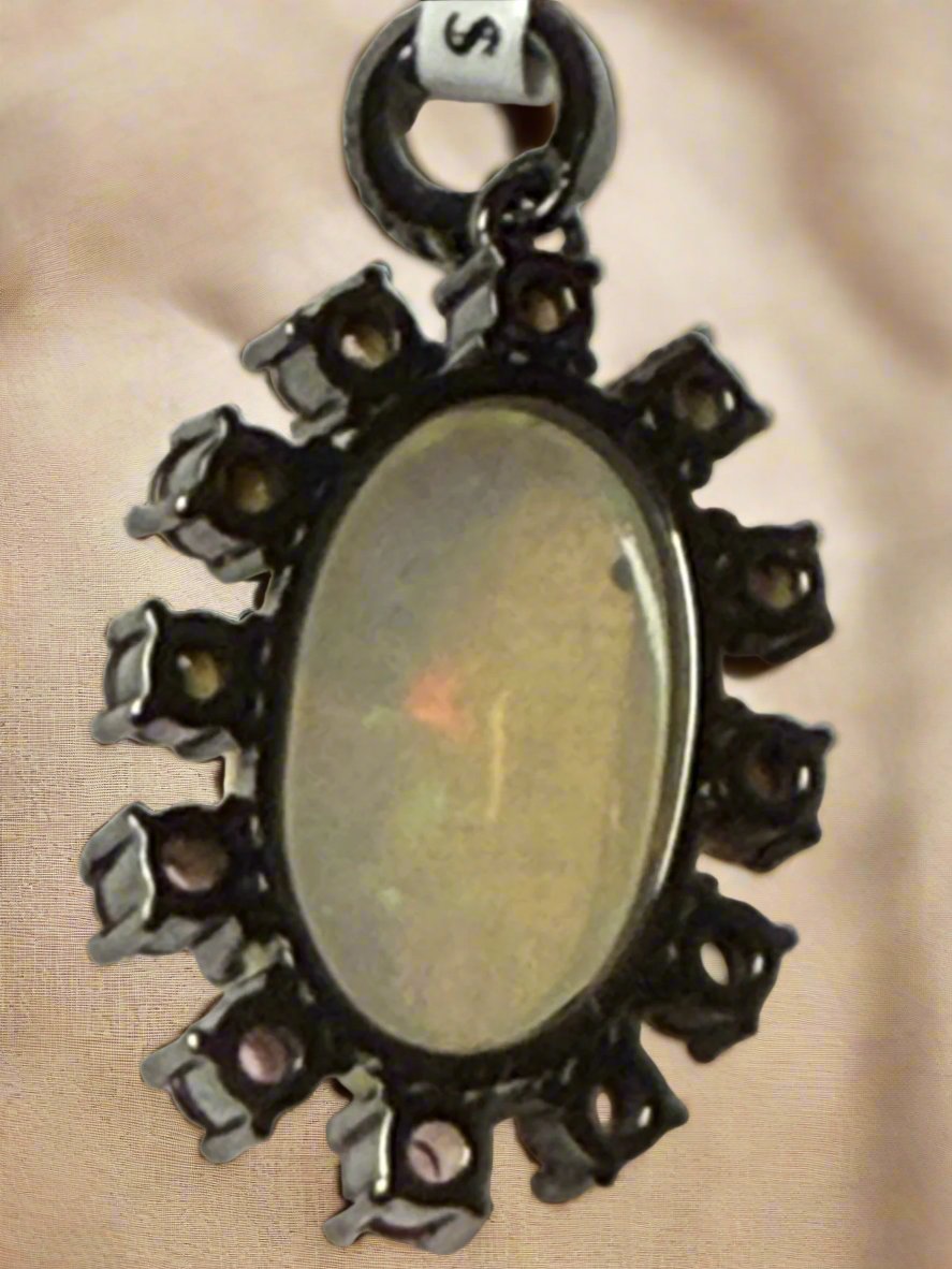 Opal Tourmaline Diamond Pendant