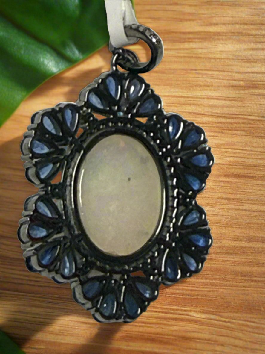 Opal Tanzanite Diamond Pendant
