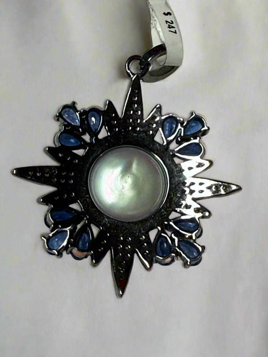 Pearl Tanzanite Diamond Pendant 2