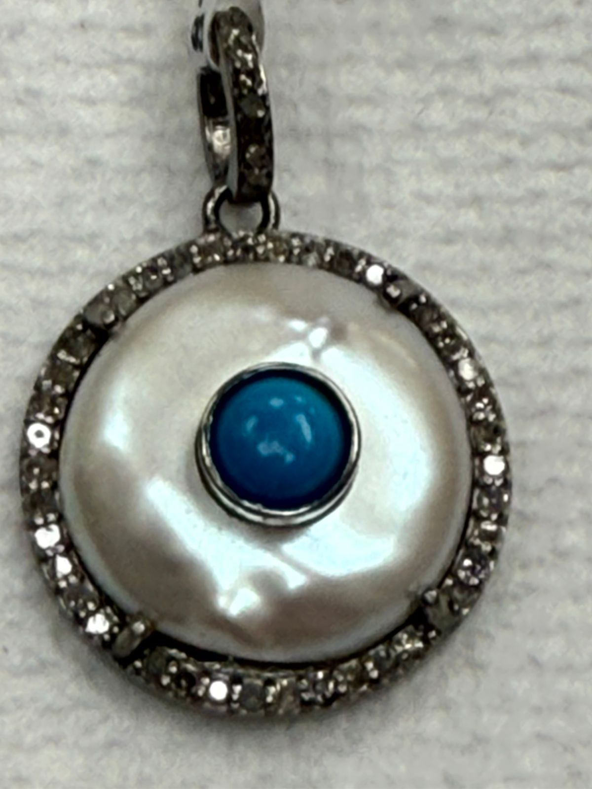 Pearl Circle Turquoise Diamond Pendant