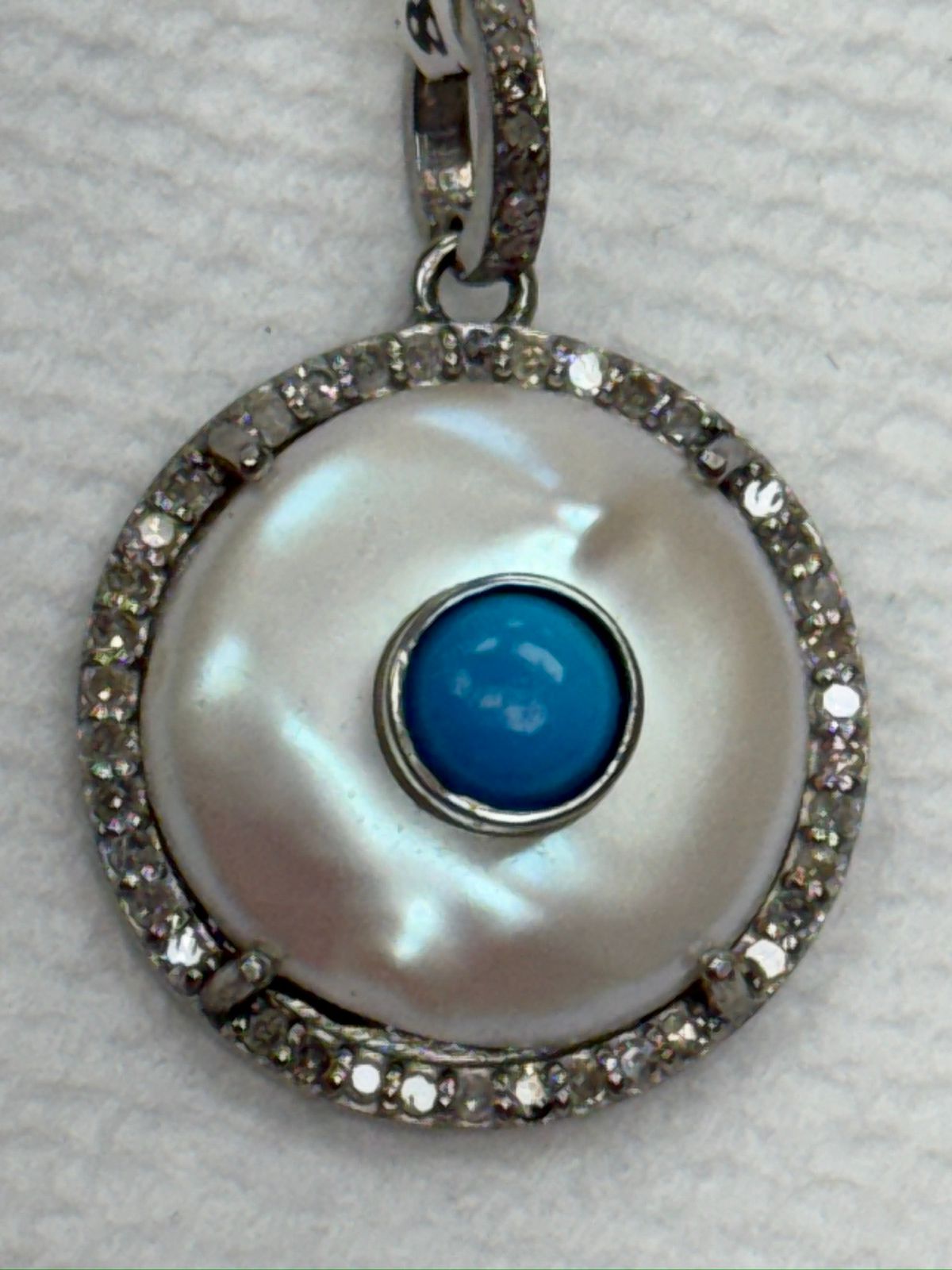 Pearl Circle Turquoise Diamond Pendant