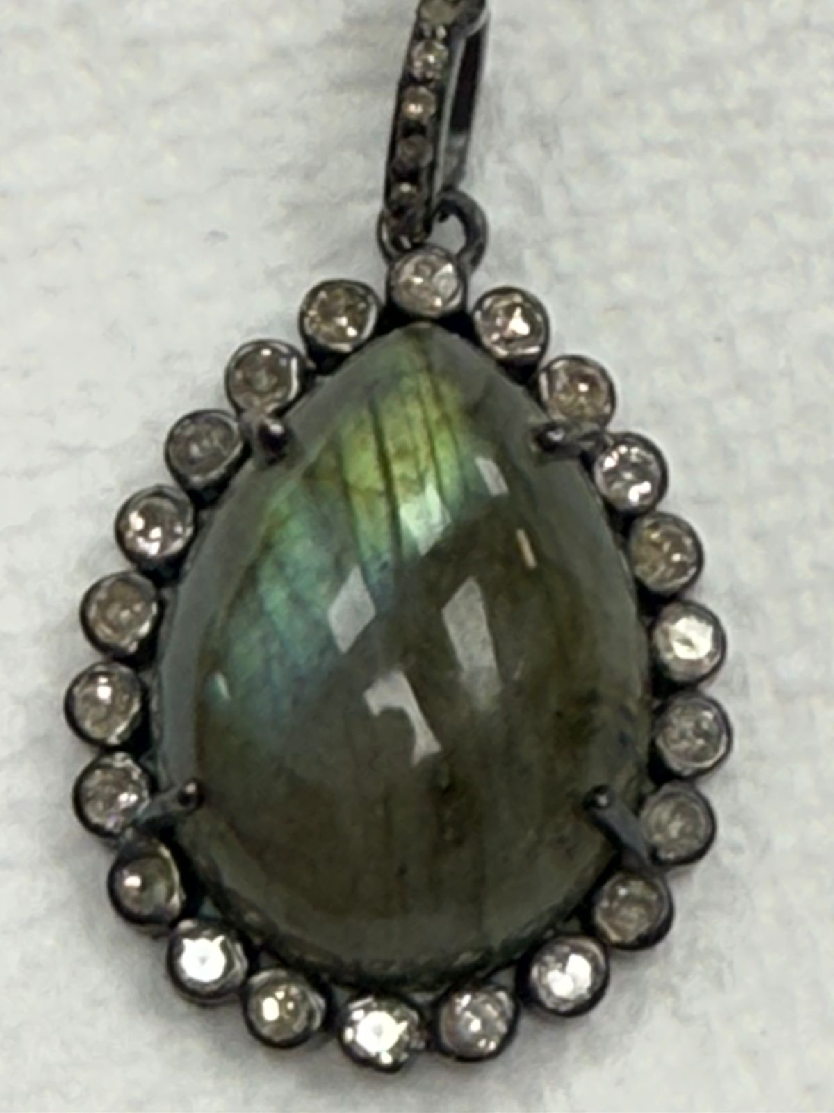 Labrodrite Drop Diamond Pendant