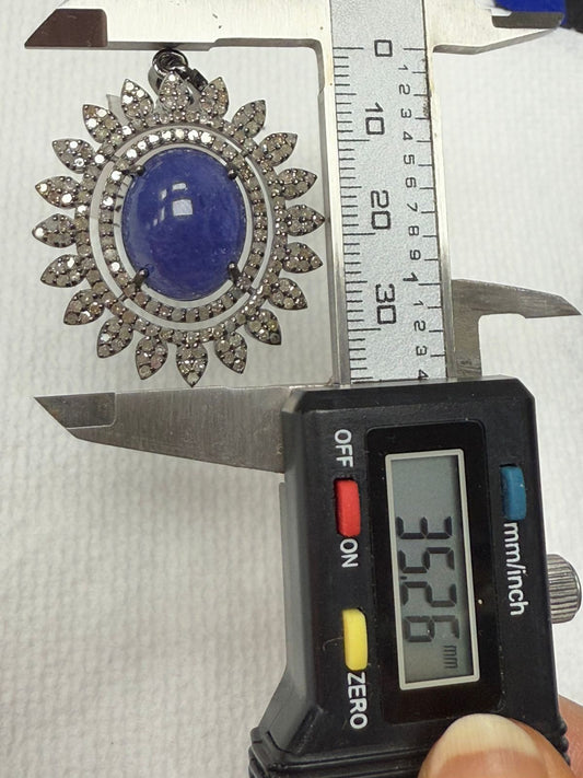 Round Tanzanite Diamond Pendant