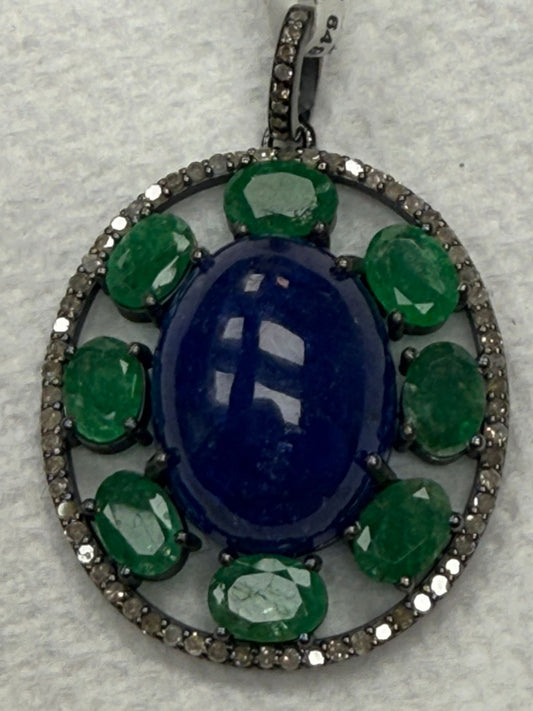 Tanzanite Emerald Diamond Pendant