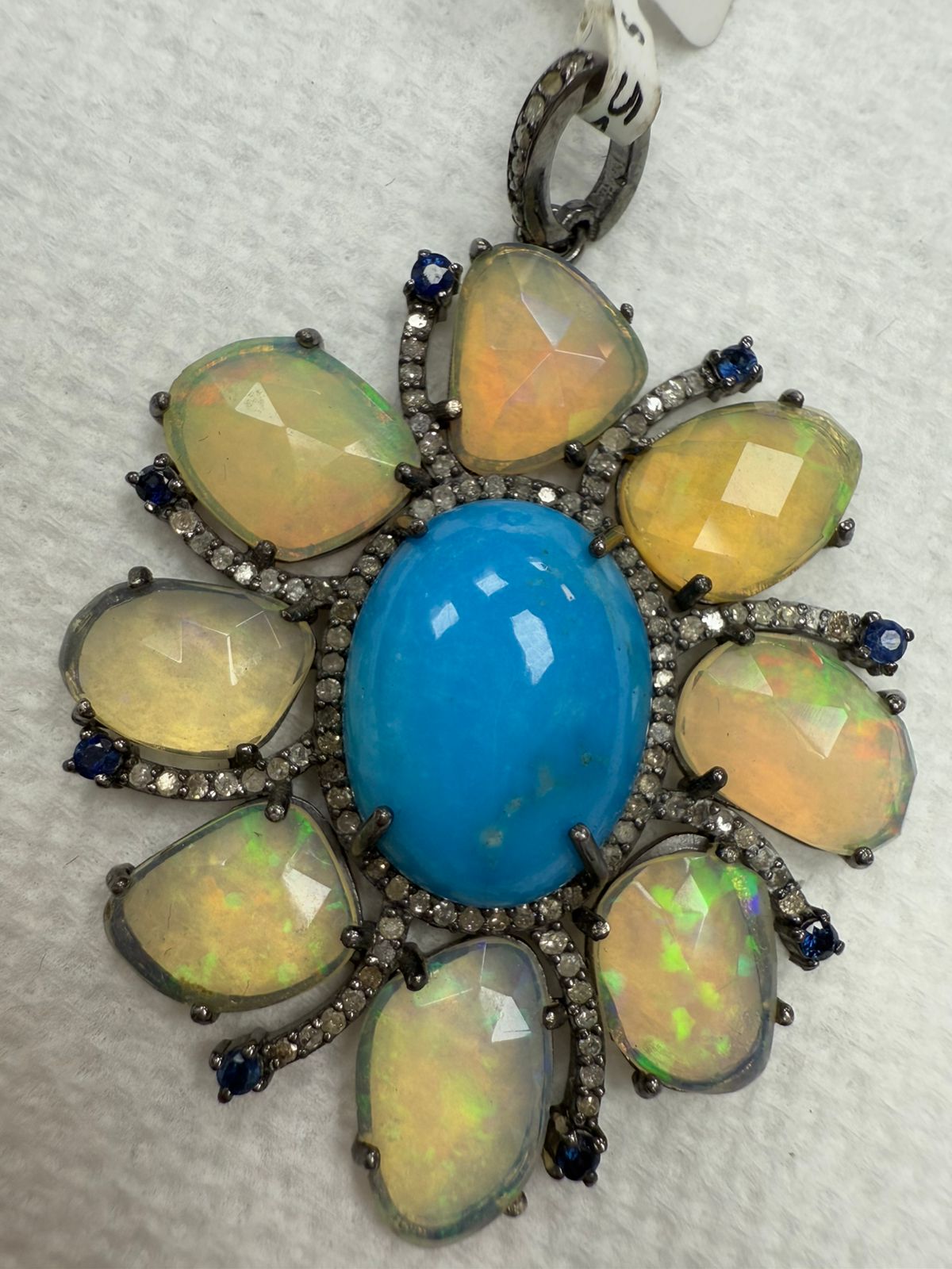 Opal Turquoise Diamond Pendant