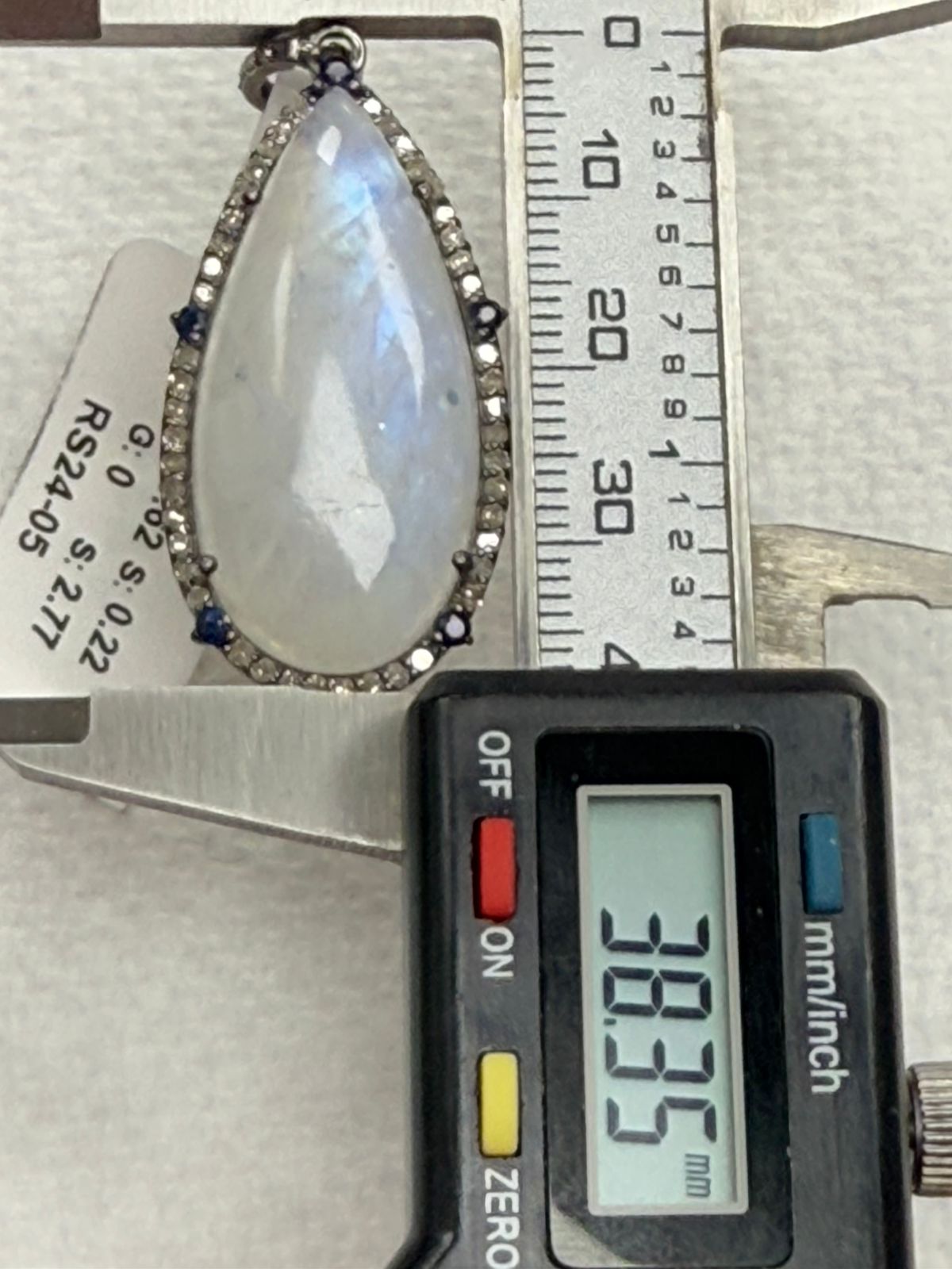Drop Moonstone Sapphire Diamond Pendant