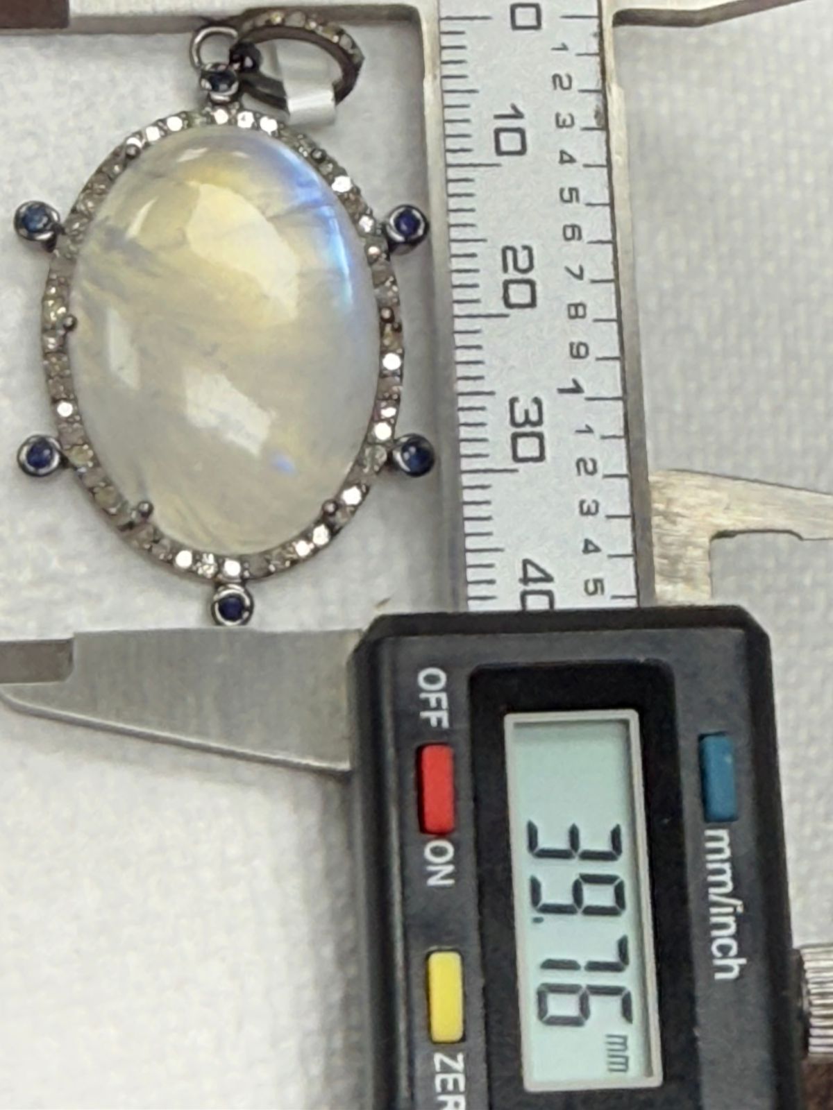 Oval Moonstone Sapphire Diamond Pendant