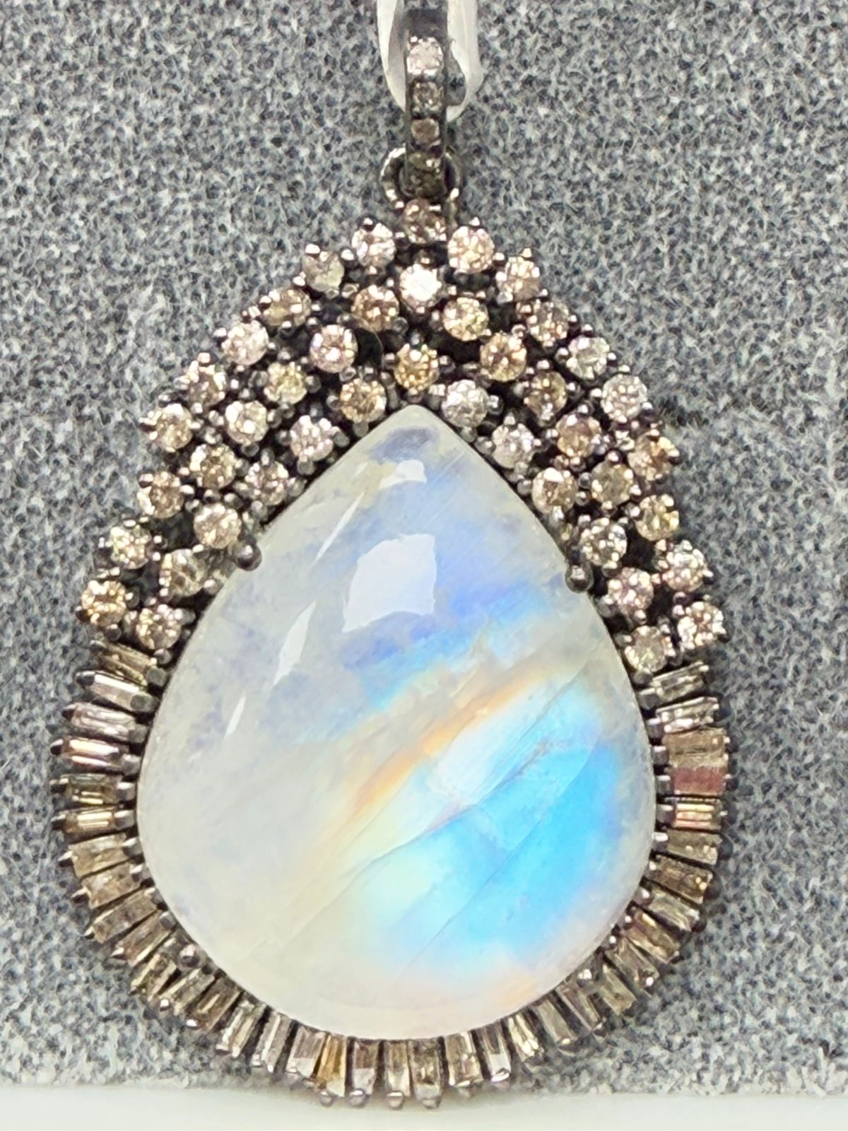 Drop Moonstone Diamond Pendant