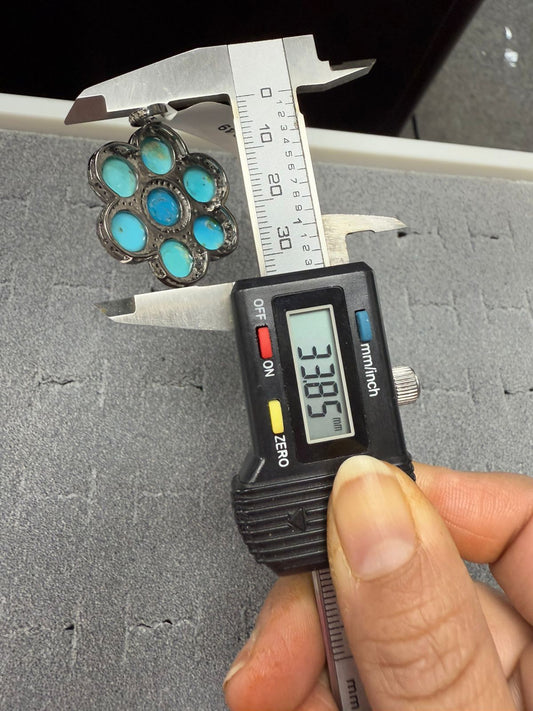 Flower Turquoise Diamond Pendant