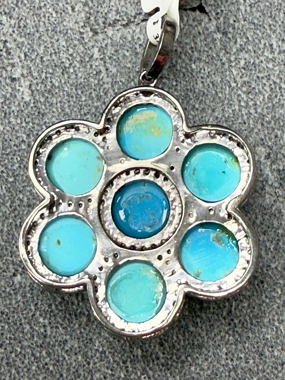 Flower Turquoise Diamond Pendant