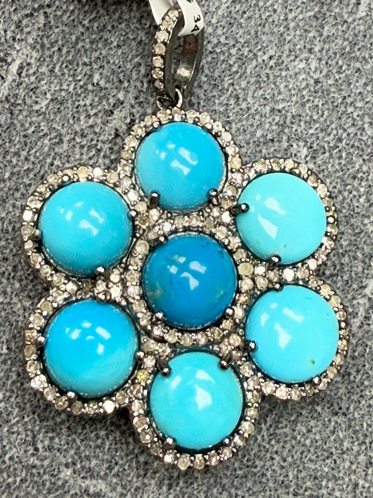 Flower Turquoise Diamond Pendant