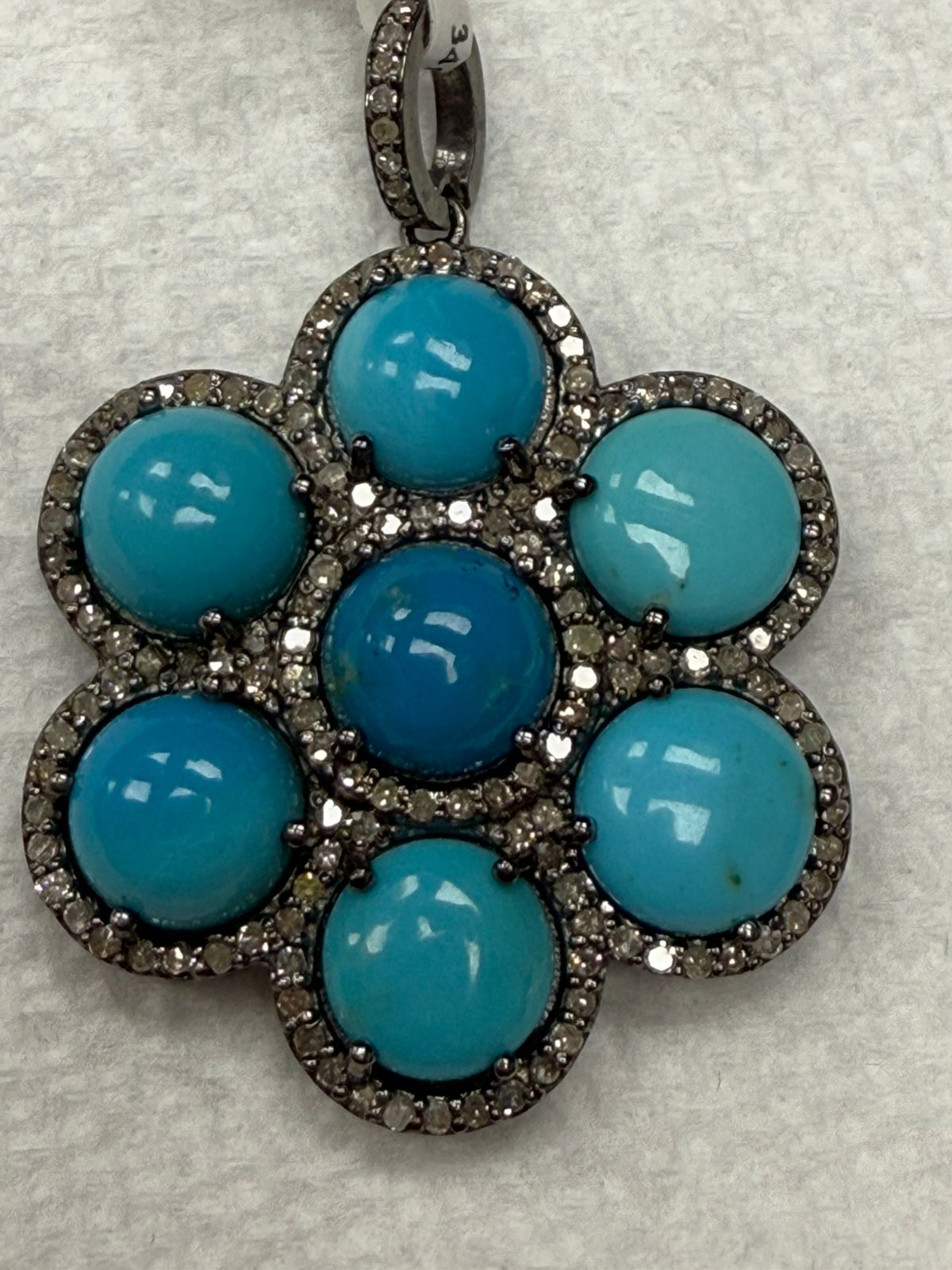Flower Turquoise Diamond Pendant