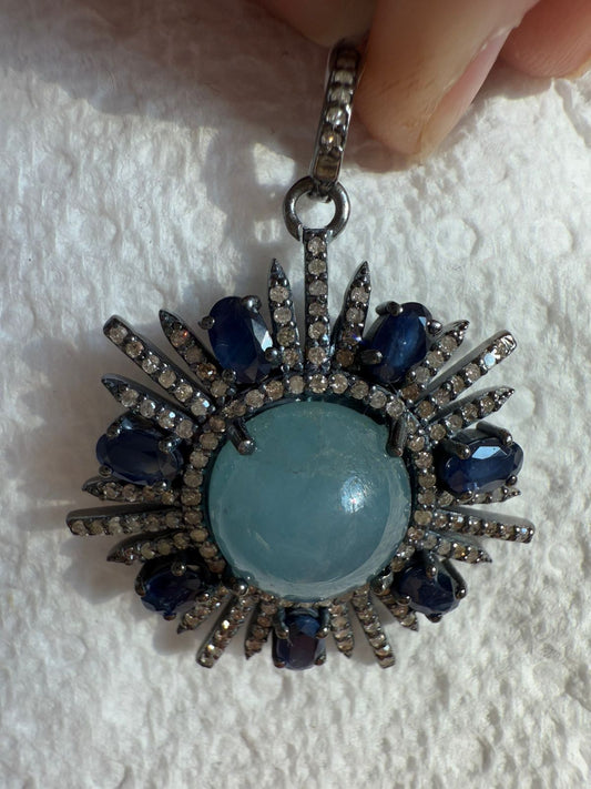 Moss Aqua Diamond Pendant