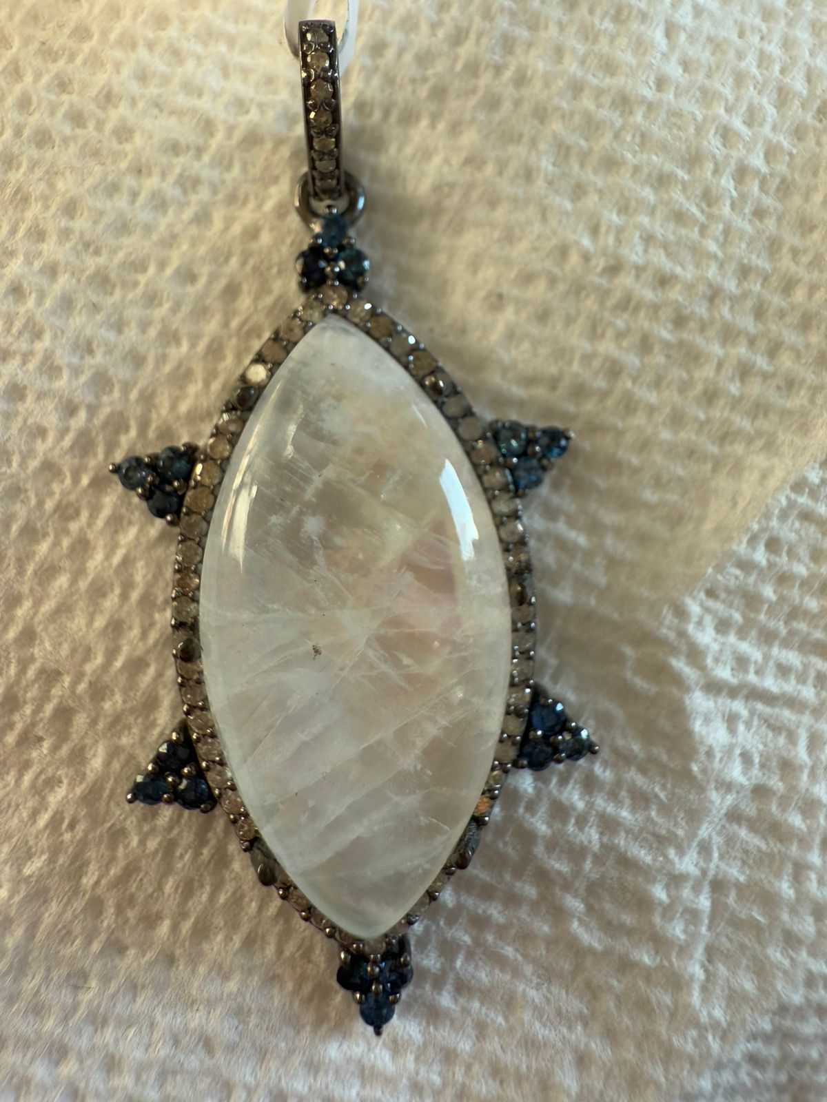 Rainbow Moonstone Diamond Pendant