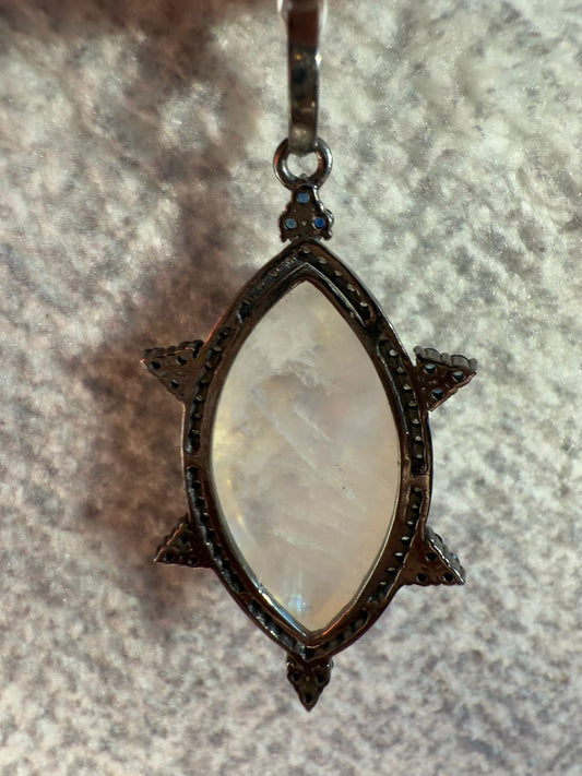 Rainbow Moonstone Diamond Pendant