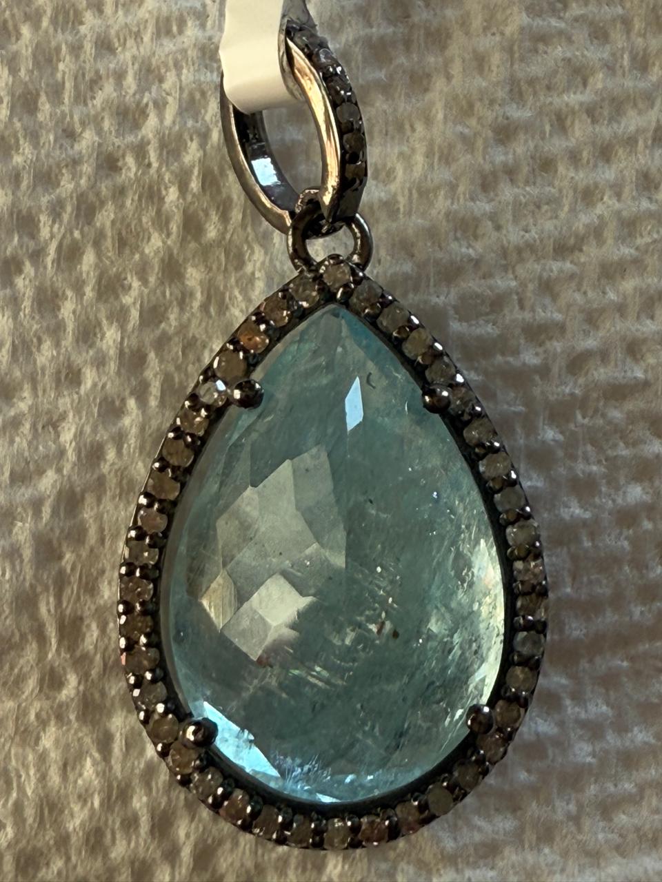 Aquamarine Diamond Pendant