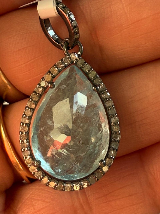 Aquamarine Diamond Pendant