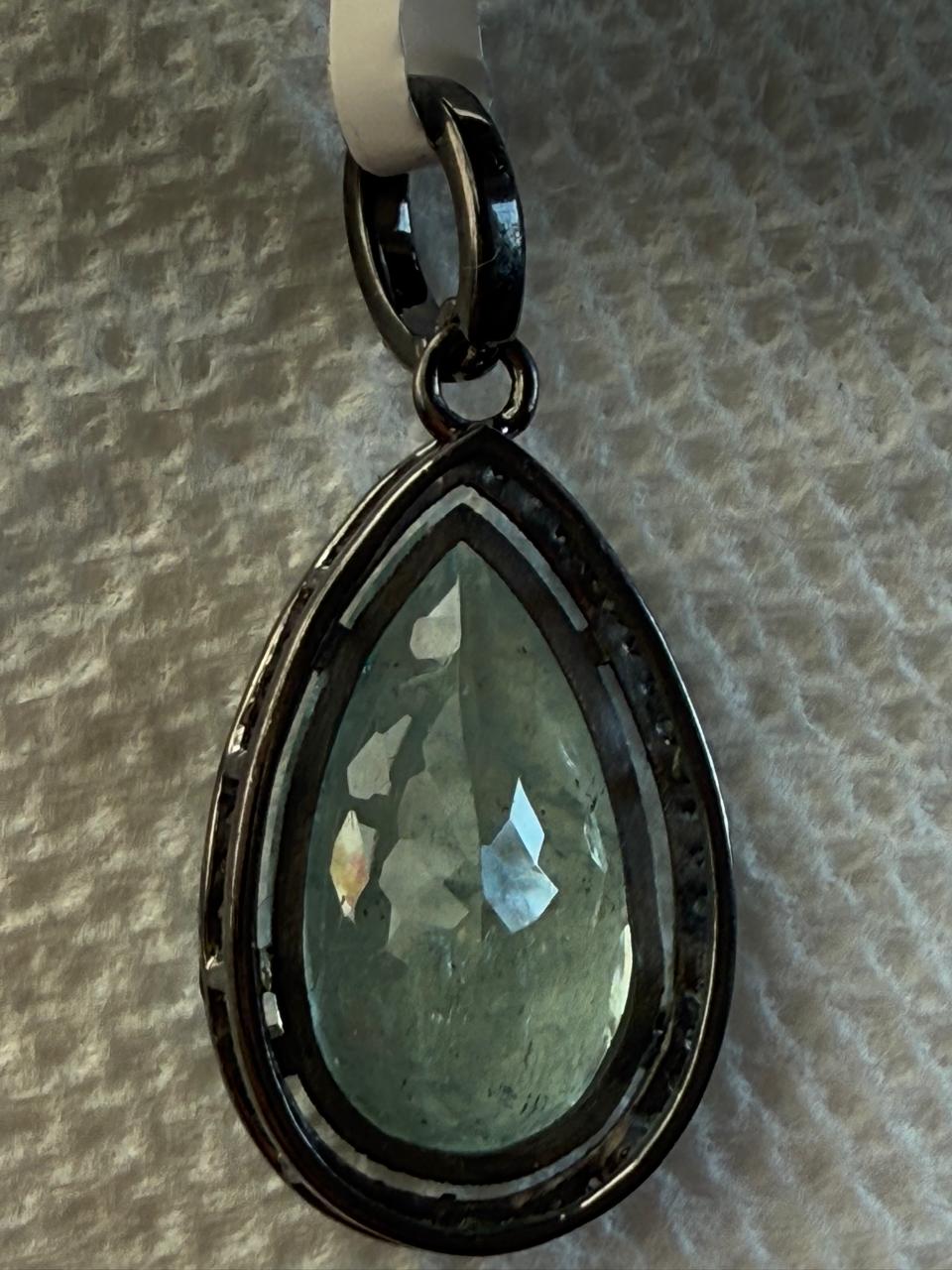 Drop Aquamarine Diamond Pendant