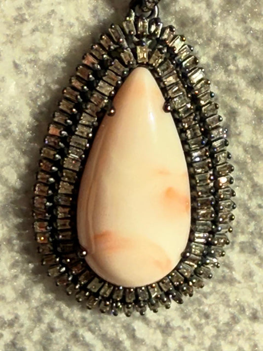 Coral Drop Baguette Diamond Pendant