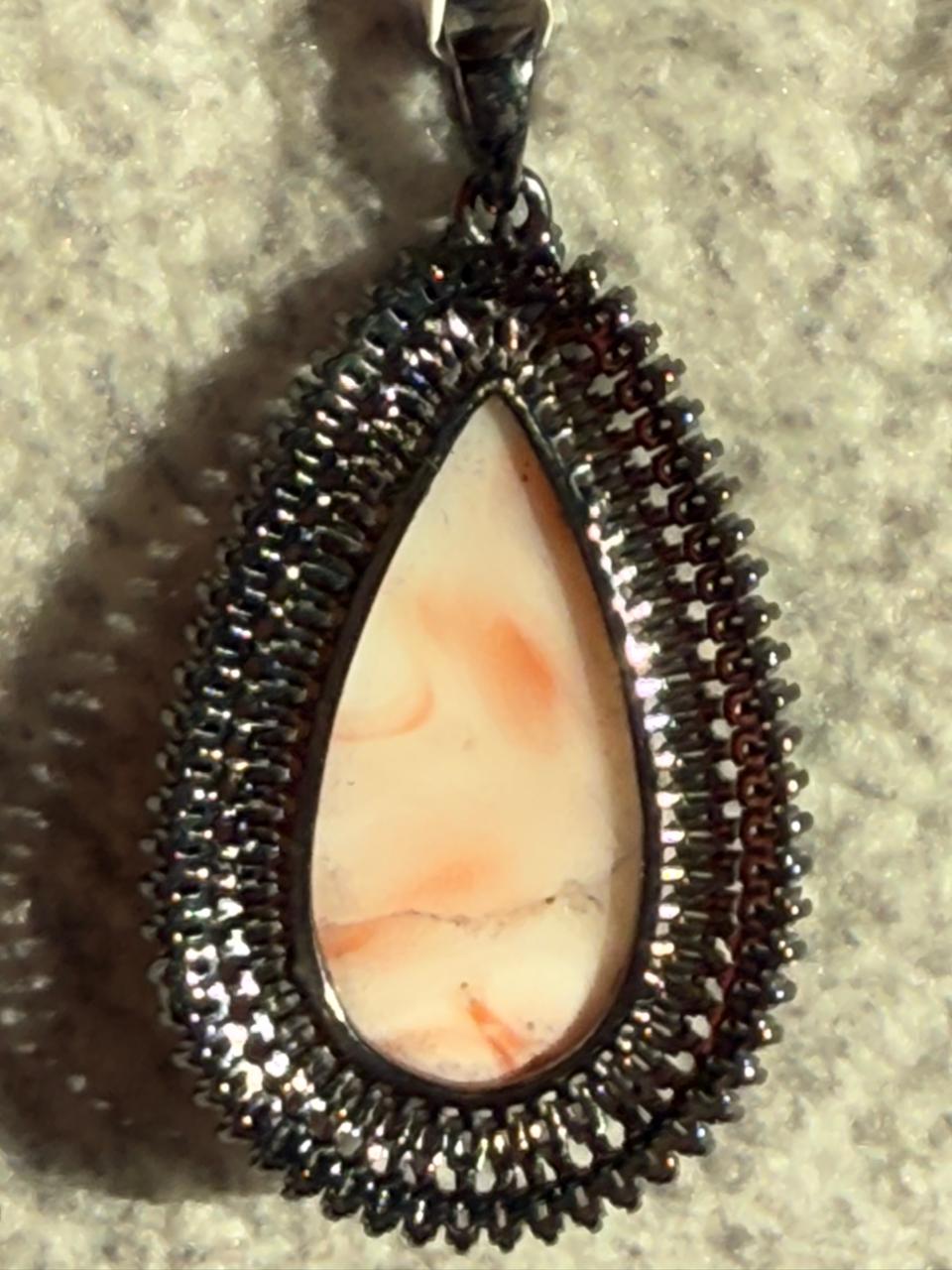 Coral Drop Baguette Diamond Pendant