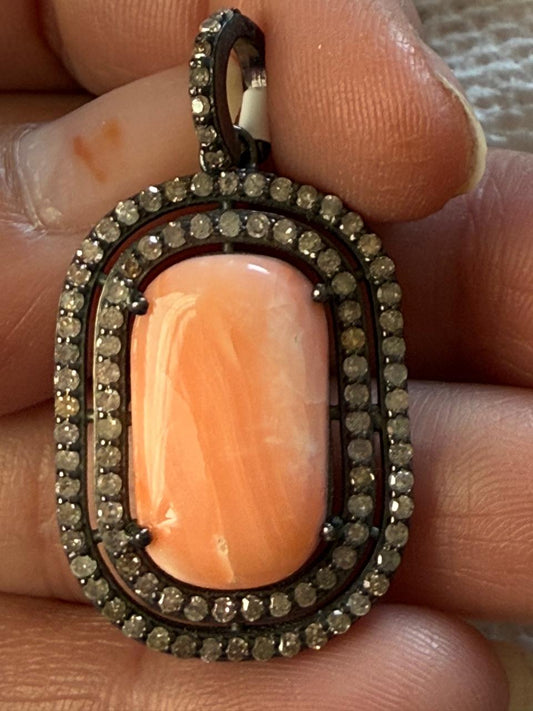 Coral Diamond Pendant