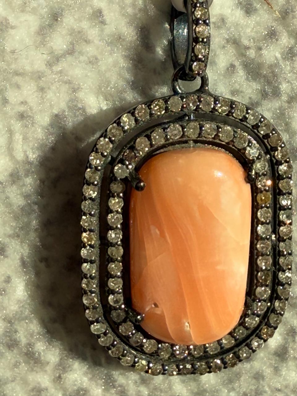 Coral Diamond Pendant