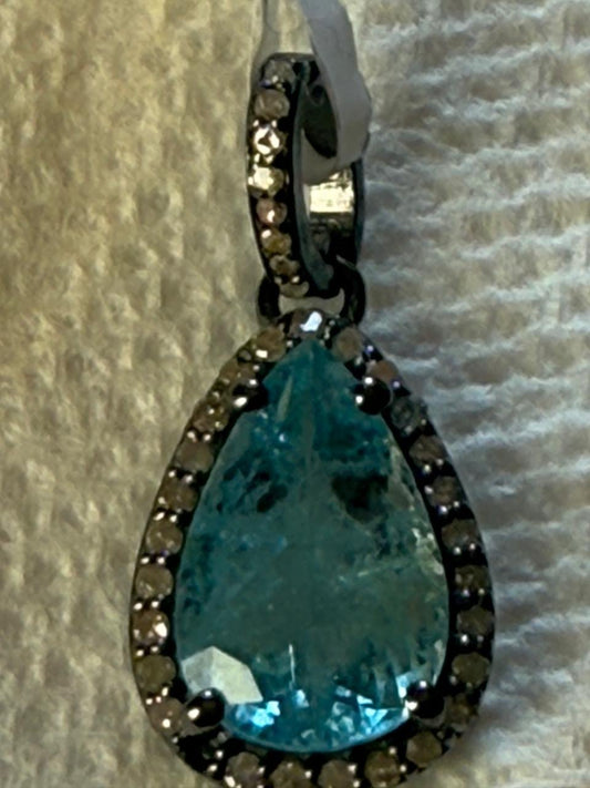 Drop Aquamarine Diamond Pendant