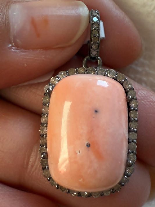 Coral Diamond Pendant