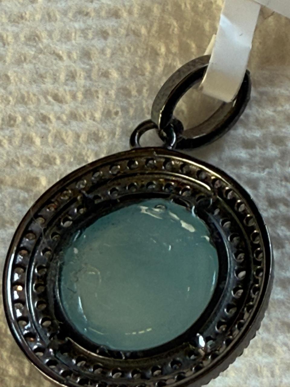 Round Moss Aqua Diamond Pendant