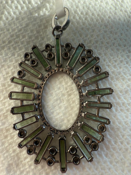 Oval Green Tourmalilne Diamond Pendant