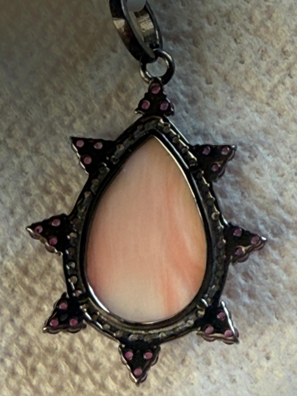 Coral Ruby Diamond Pendant