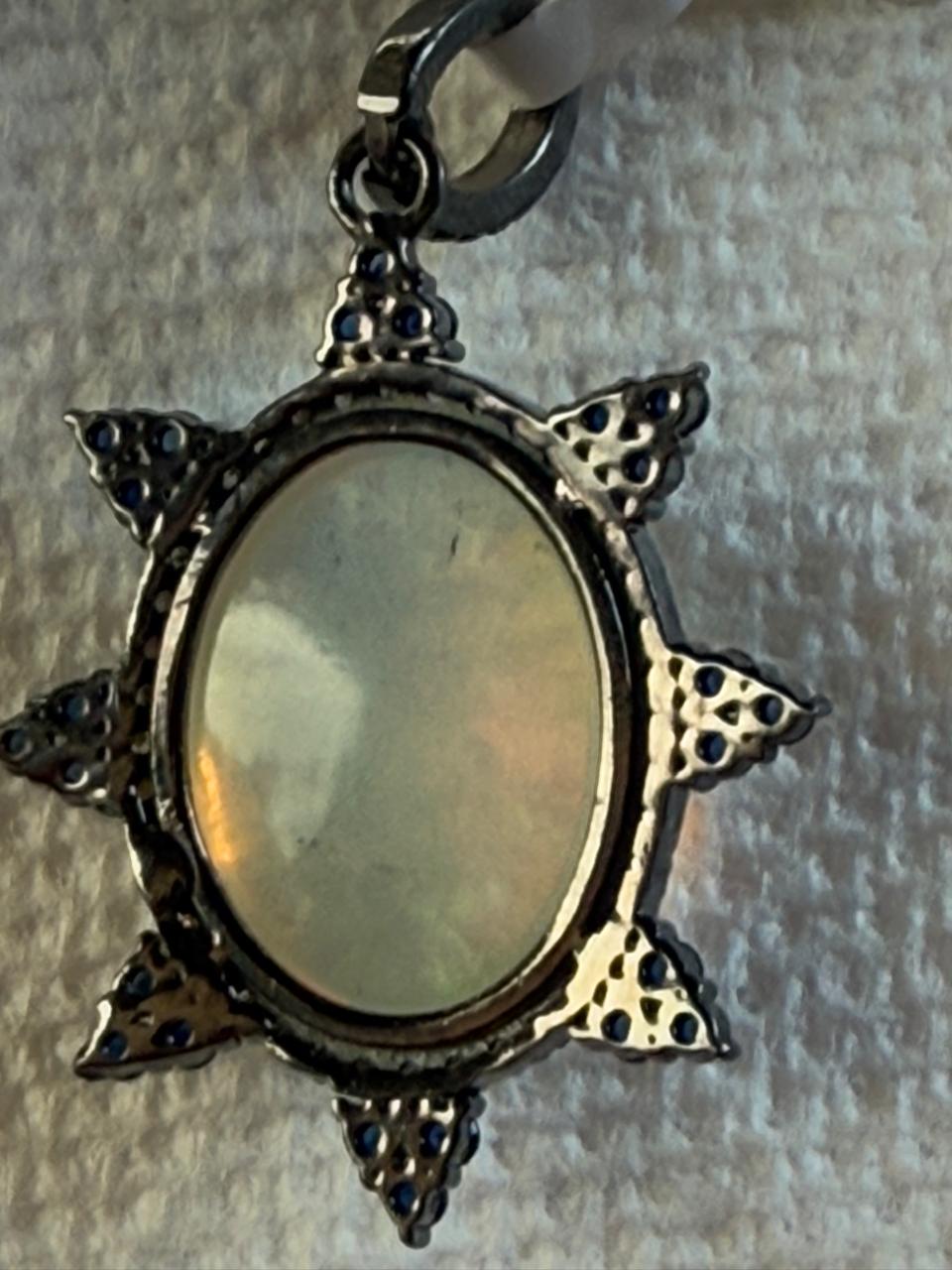 Opal Sapphire Diamond Pendant