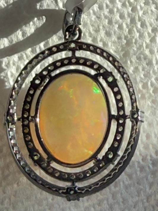 Opal Diamond Diamond Pendant