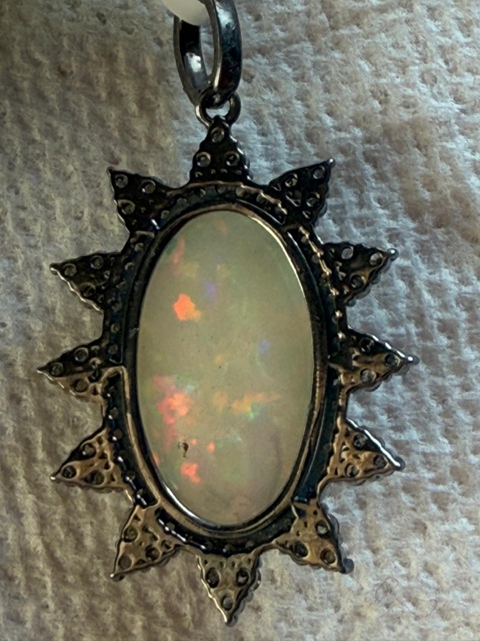 Opal Diamond Diamond Pendant