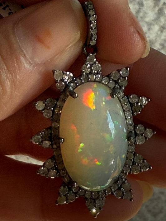 Opal Diamond Diamond Pendant