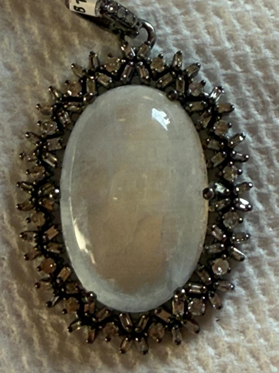 Opal Baguette Diamond Pendant