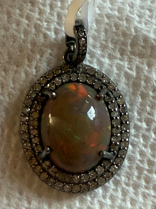 Opal Diamond Pendant
