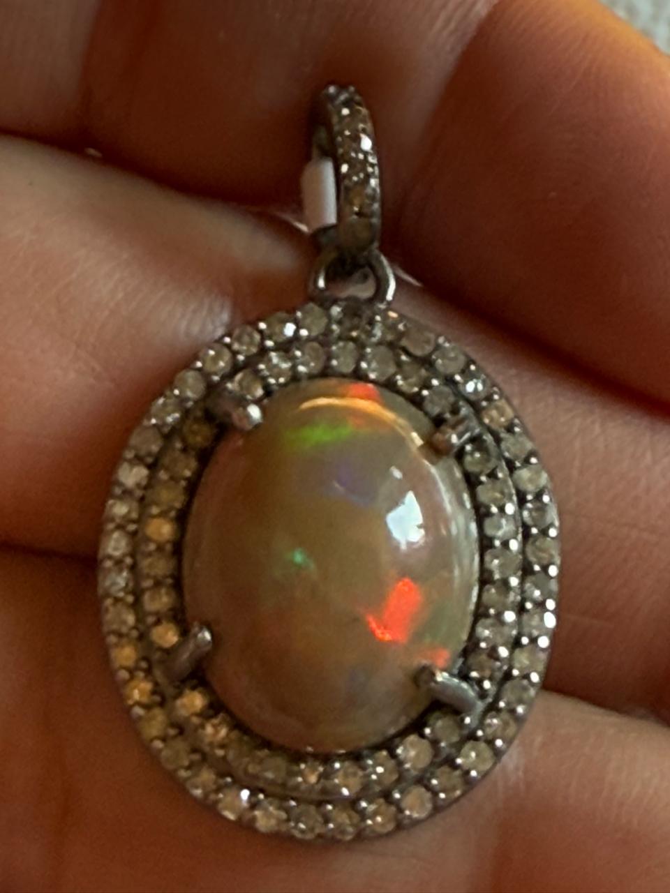 Opal Diamond Pendant