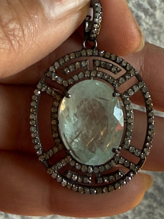 Aquamarine Diamond Pendant