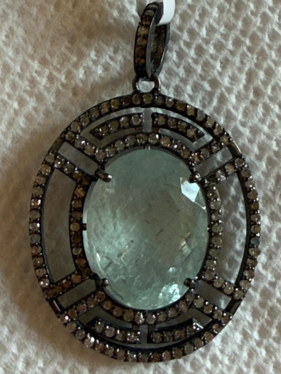 Aquamarine Diamond Pendant