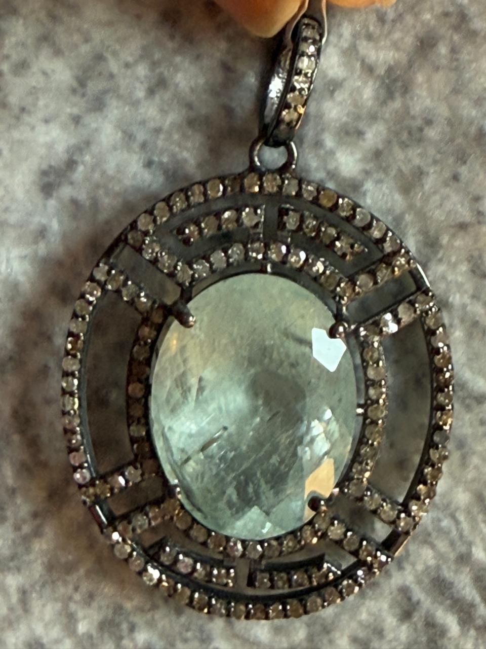 Aquamarine Diamond Pendant