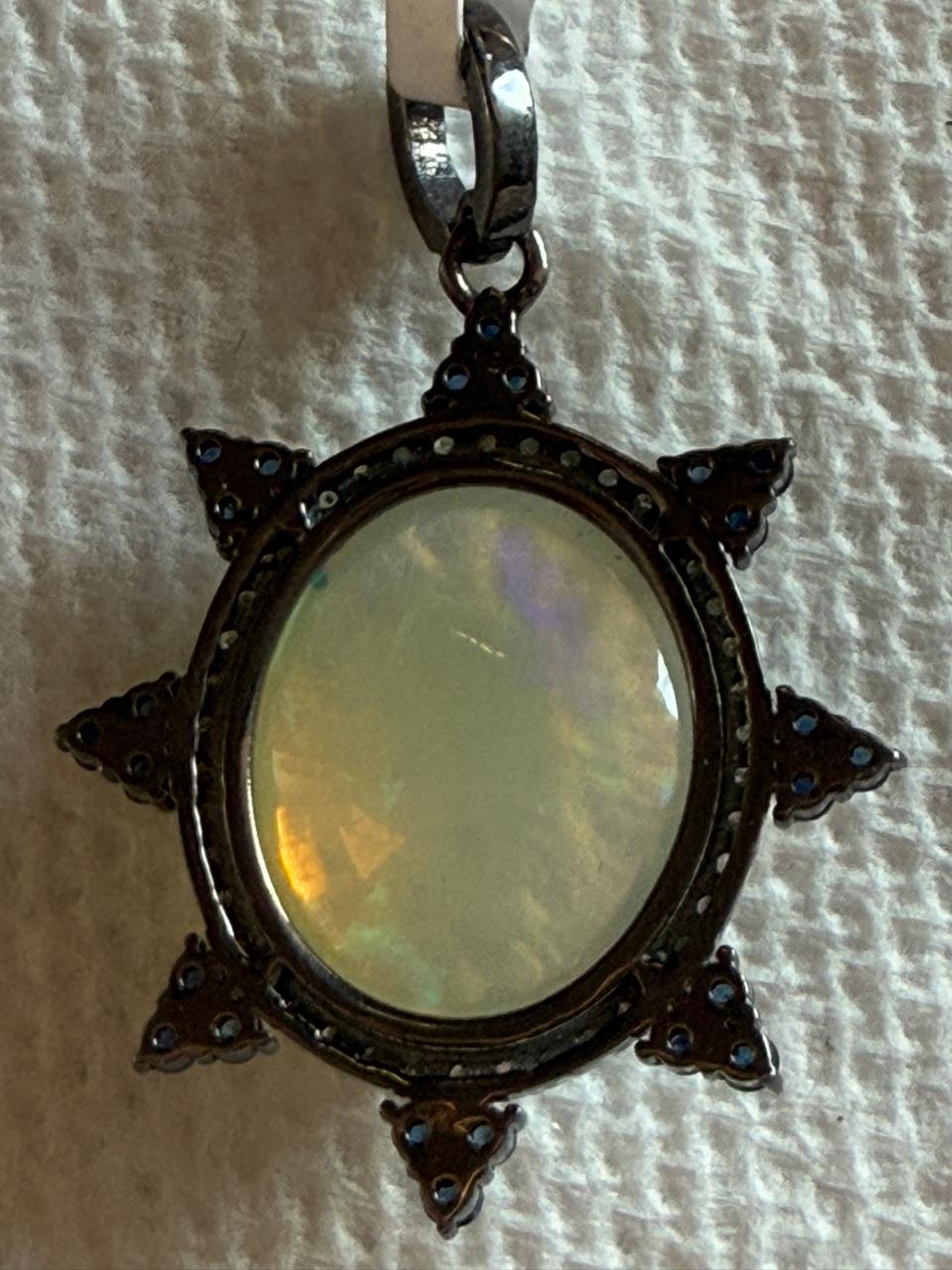 Opal Sapphire Diamond Pendant