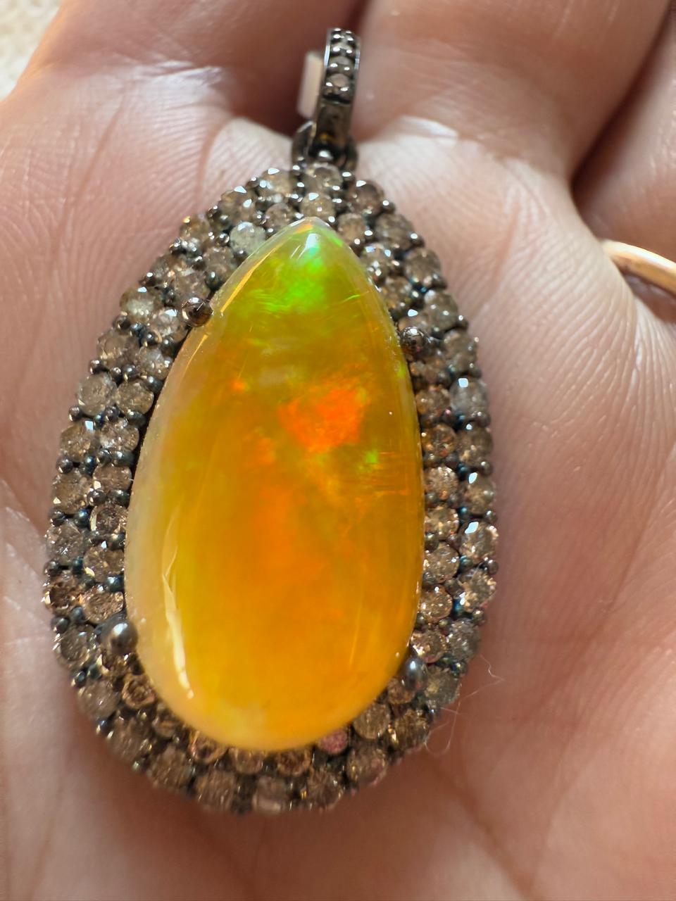 Opal Diamond Diamond Pendant