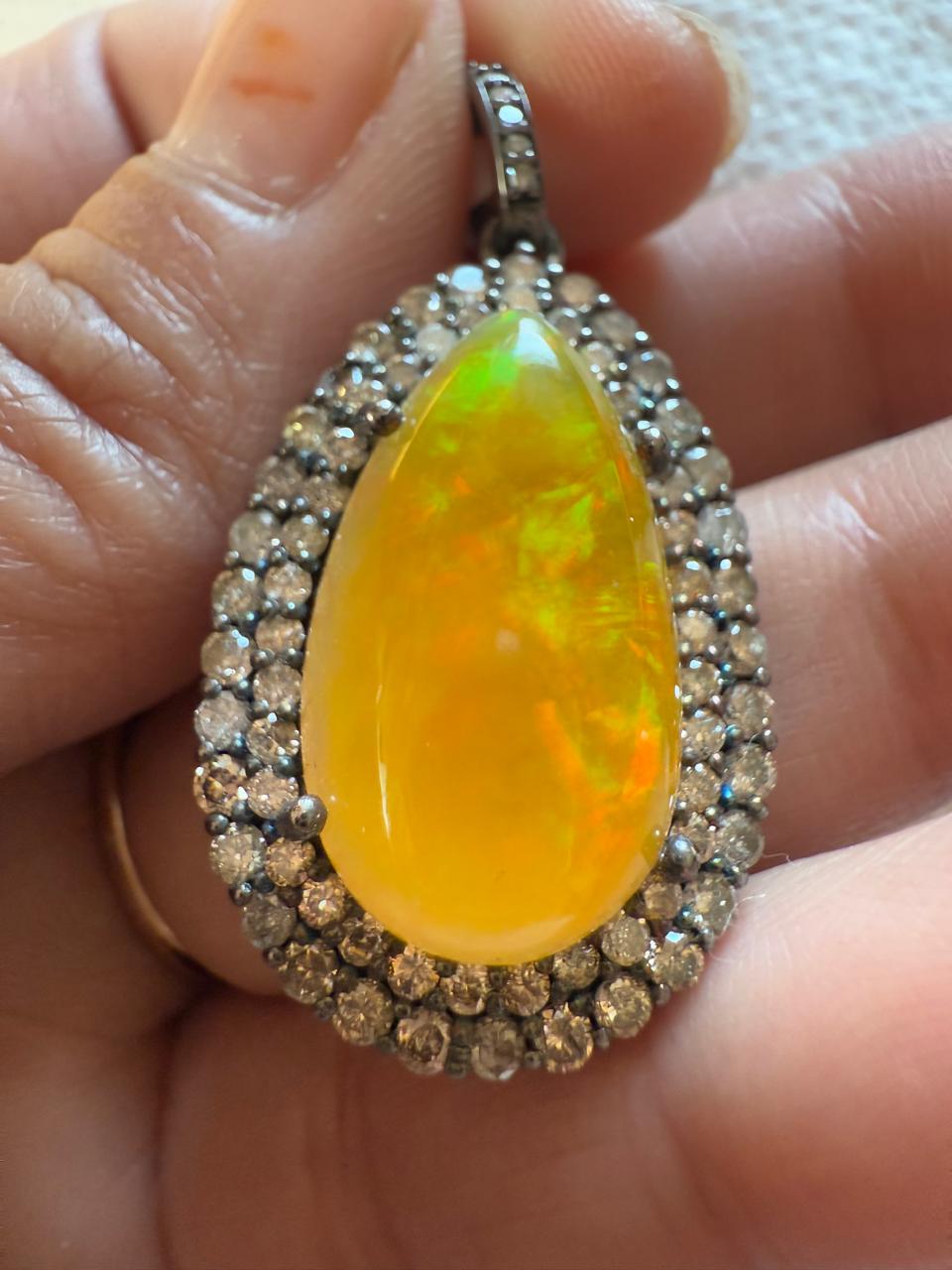 Opal Diamond Diamond Pendant