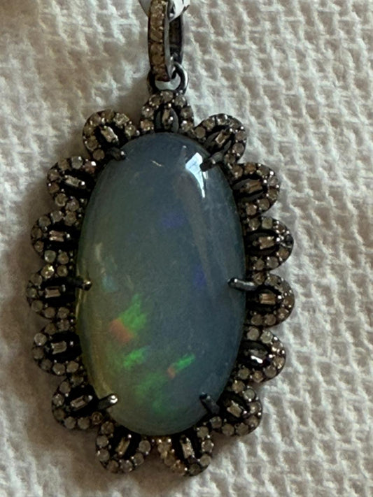 Opal Diamond Pendant
