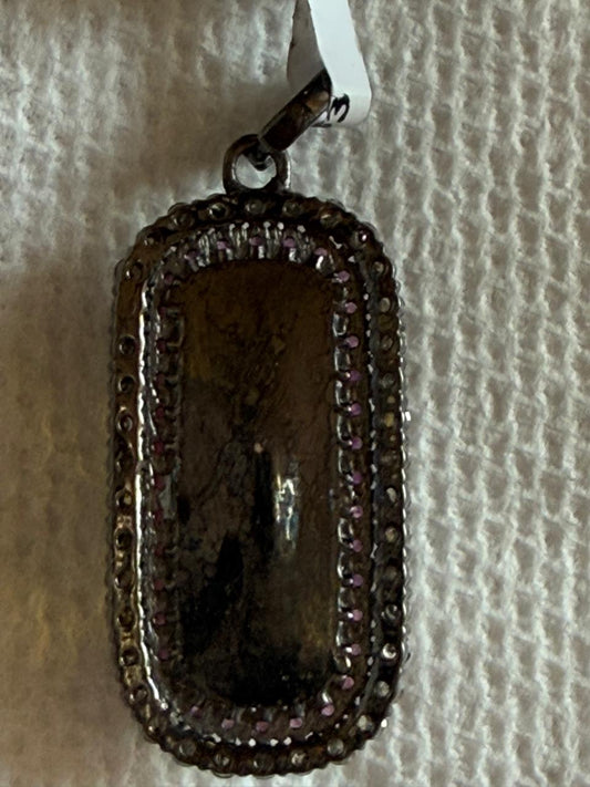 Rectangle Opal Ruby Diamond Pendant