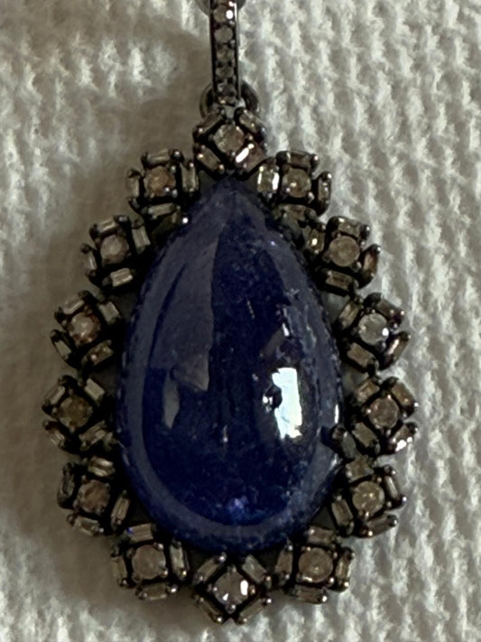 Tanzanite Baguette Diamond Pendant