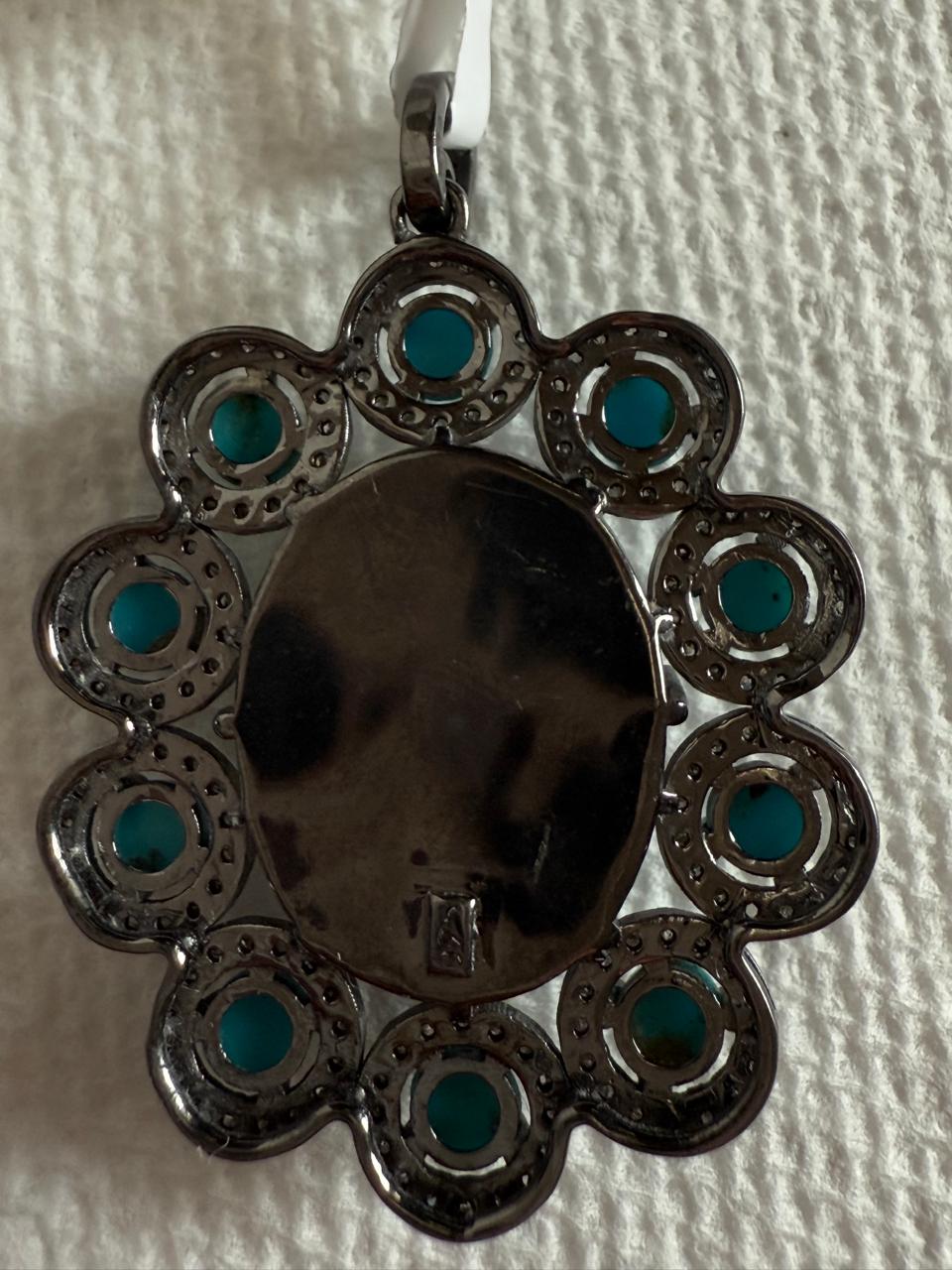 Tourquise Rainbow Moonstone Diamond Pendant